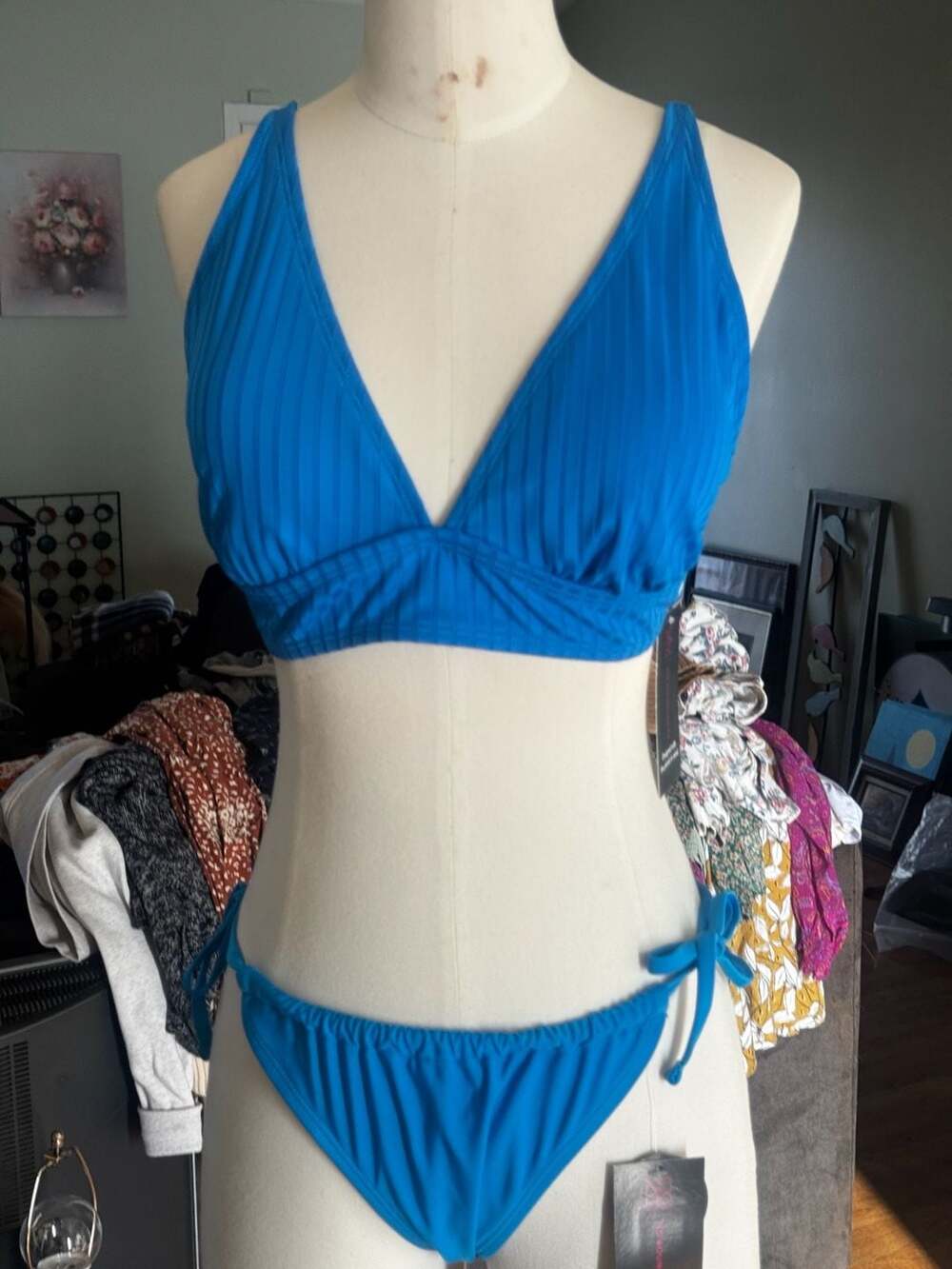 No Boundaries Ribbed Plunge Bikini Top XL 15-17